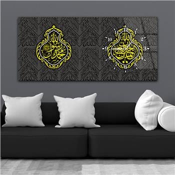 لوحة زجاجية أفقية ذات طابع ديني مع ساعة جانبية 050