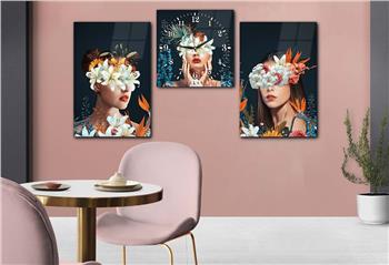 SANAT TEMALI CAM TABLO SAAT SETİ 
