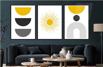 Alüminyum Çerçeveli Sanat Temalı 3lü Set CAM Tablo 0002