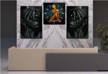 Kunst Thematisches 2-teiliges bedrucktes Glas und Uhrenset