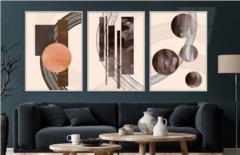 Alüminyum Çerçeveli Sanat Temalı 3lü Set CAM Tablo 0014