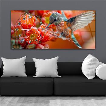 Yatay Saatli Yandan Sanat Temalı Cam Tablo 370