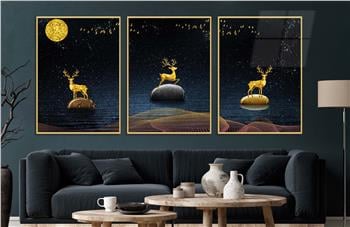 Alüminyum Çerçeveli Sanat Temalı 3lü Set CAM Tablo 0065