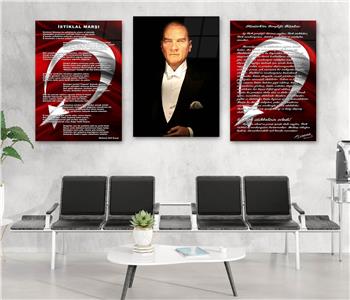  3lü Set VatanTemalı Cam Tablo 26