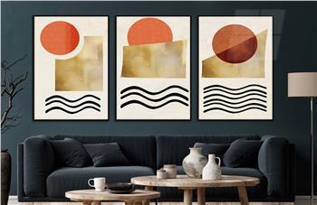 Alüminyum Çerçeveli Sanat Temalı 3lü Set CAM Tablo 0033