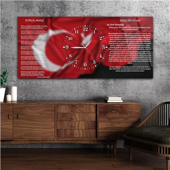 Horizontal bedrucktes Glas mit Nationenthema und einer Uhr in der Mitte 003