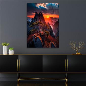 Dikey Sanat Temalı Cam Tablo 485