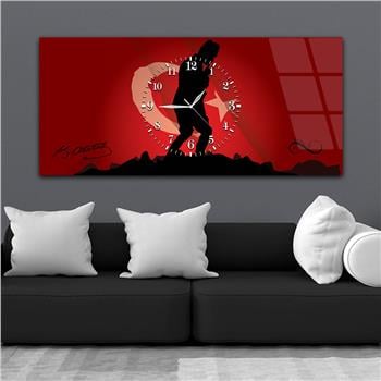 Tableau en verre sur le thème de la nation avec horloge centrale horizontale  049