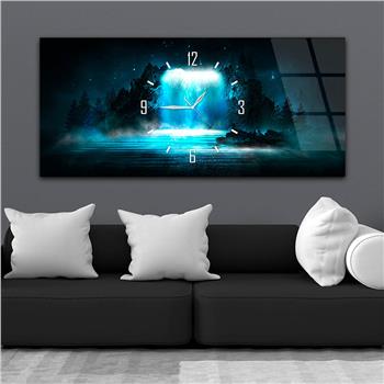 Yatay Saatli Ortadan Sanat Temalı Cam Tablo125