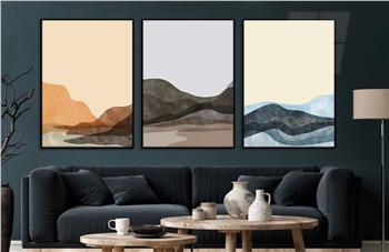 Alüminyum Çerçeveli Sanat Temalı 3lü Set CAM Tablo 0023