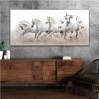 Horizontal bedrucktes Glas mit Kunst und Naturthema und einer Uhr an der Seite 069