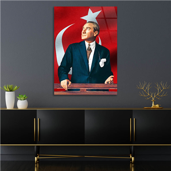 MUSTAFA KEMAL ATATÜRK GÖRSELLİ CAM TABLO