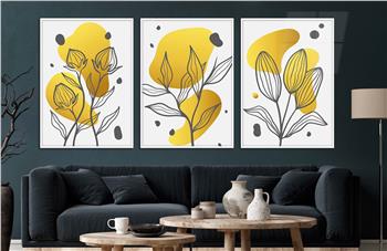 Alüminyum Çerçeveli Sanat Temalı 3lü Set CAM Tablo 0009