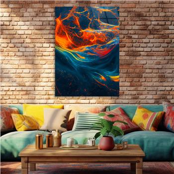 Dikey Sanat Temalı Cam Tablo 344