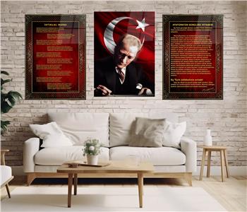  3lü Set VatanTemalı Cam Tablo 19