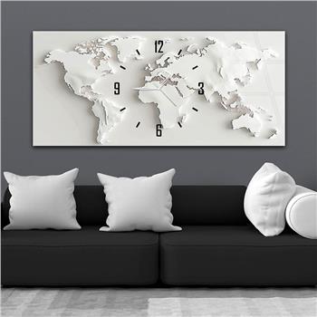 Yatay Saatli Ortadan Vatan Temalı Cam Tablo 102