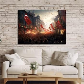 Yatay VatanTemalı Cam Tablo 110