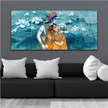 Horizontal bedrucktes Glas mit Kunst und Naturthema und einer Uhr an der Seite 053