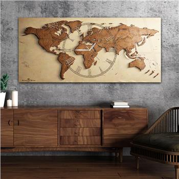 Yatay Saatli Ortadan Vatan Temalı Cam Tablo 118