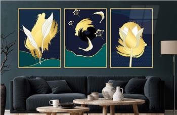 Alüminyum Çerçeveli Sanat Temalı 3lü Set CAM Tablo 0005