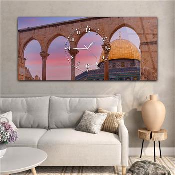 Tableau en verre à thème religieux avec horloge centrale horizontale  041