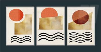 Alüminyum Çerçeveli Sanat Temalı 3lü Set MDF Tablo 0033