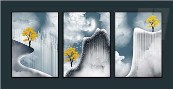Alüminyum Çerçeveli Sanat Temalı 3lü Set MDF Tablo 0069