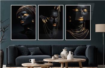 Alüminyum Çerçeveli Sanat Temalı 3lü Set CAM Tablo 0074