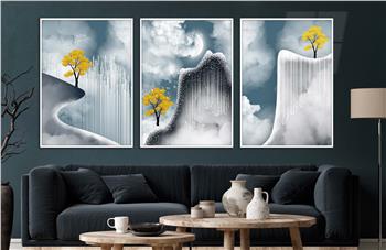 Alüminyum Çerçeveli Sanat Temalı 3lü Set CAM Tablo 0069