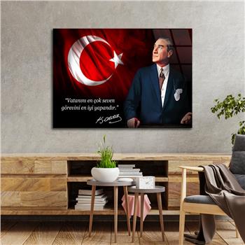 Yatay Vatan Temalı Cam Tablo 160