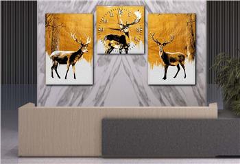 GEYİK GÖRSELLİ CAM TABLO SAAT SETİ 