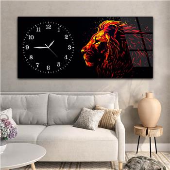 Yatay Saatli Yandan Sanat Temalı Cam Tablo 355