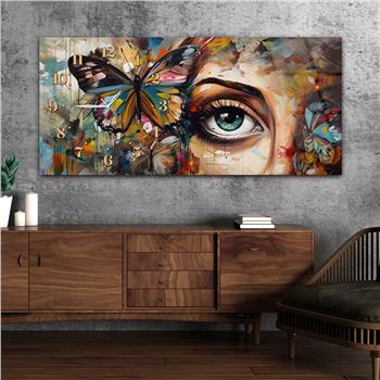 Yatay Saatli Yandan Sanat Temalı Cam Tablo 269