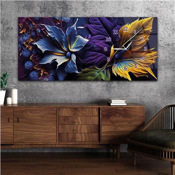 Horizontal bedrucktes Glas mit Kunst und Naturthema und einer Uhr an der Seite 192