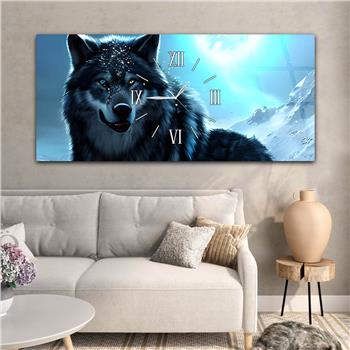 Horizontaal, in Het Midden Voorzien Van Een Klok, Kunst En Natuur Thema Gehard Glasschilderij 102