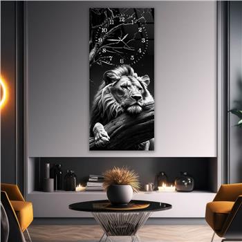 Dikey Üstten Saatli Sanat Temalı Cam Tablo 093