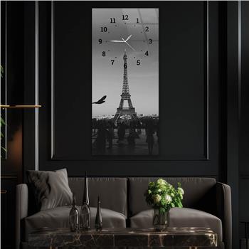 Dikey Üstten Saatli Sanat Temalı Cam Tablo 021