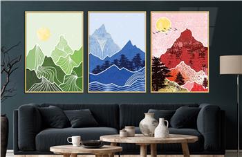 Alüminyum Çerçeveli Sanat Temalı 3lü Set CAM Tablo 0019