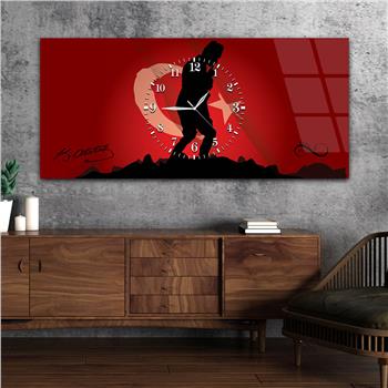 Tableau en verre sur le thème de la nation avec horloge centrale horizontale  049