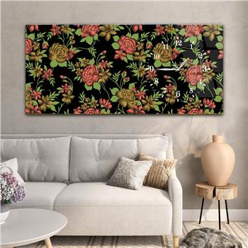 Horizontal bedrucktes Glas mit Kunst und Naturthema und einer Uhr an der Seite 031