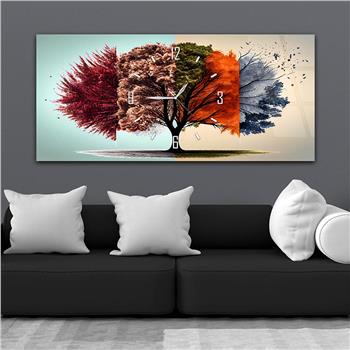 Yatay Saatli Ortadan Sanat Temalı Cam Tablo120