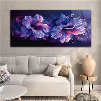 Yatay Saatli Yandan Sanat Temalı Cam Tablo 259