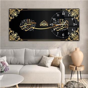 لوحة زجاجية أفقية ذات طابع ديني مع ساعة جانبية 038