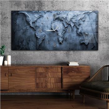 Yatay Saatli Ortadan Vatan Temalı Cam Tablo 104