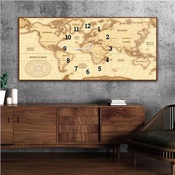 Yatay Saatli Ortadan Vatan Temalı Cam Tablo 088