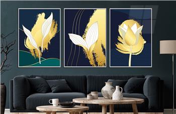 Alüminyum Çerçeveli Sanat Temalı 3lü Set CAM Tablo 0006