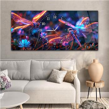 Yatay Saatli Ortadan Sanat Temalı Cam Tablo141