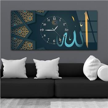 Tableau en verre à thème religieux avec horloge centrale horizontale  013