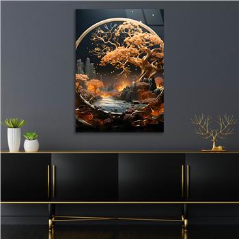 Dikey Doğa Temalı Cam Tablo 392