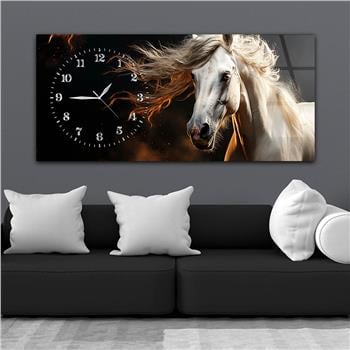 Yatay Saatli Yandan Sanat Temalı Cam Tablo 330
